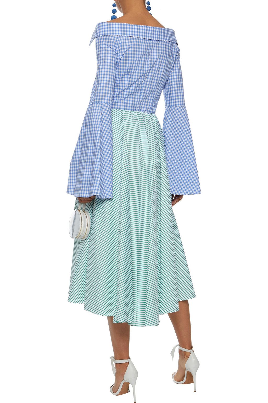 CAROLINE CONSTAS Adelle asymmetric striped cotton-poplin skirt