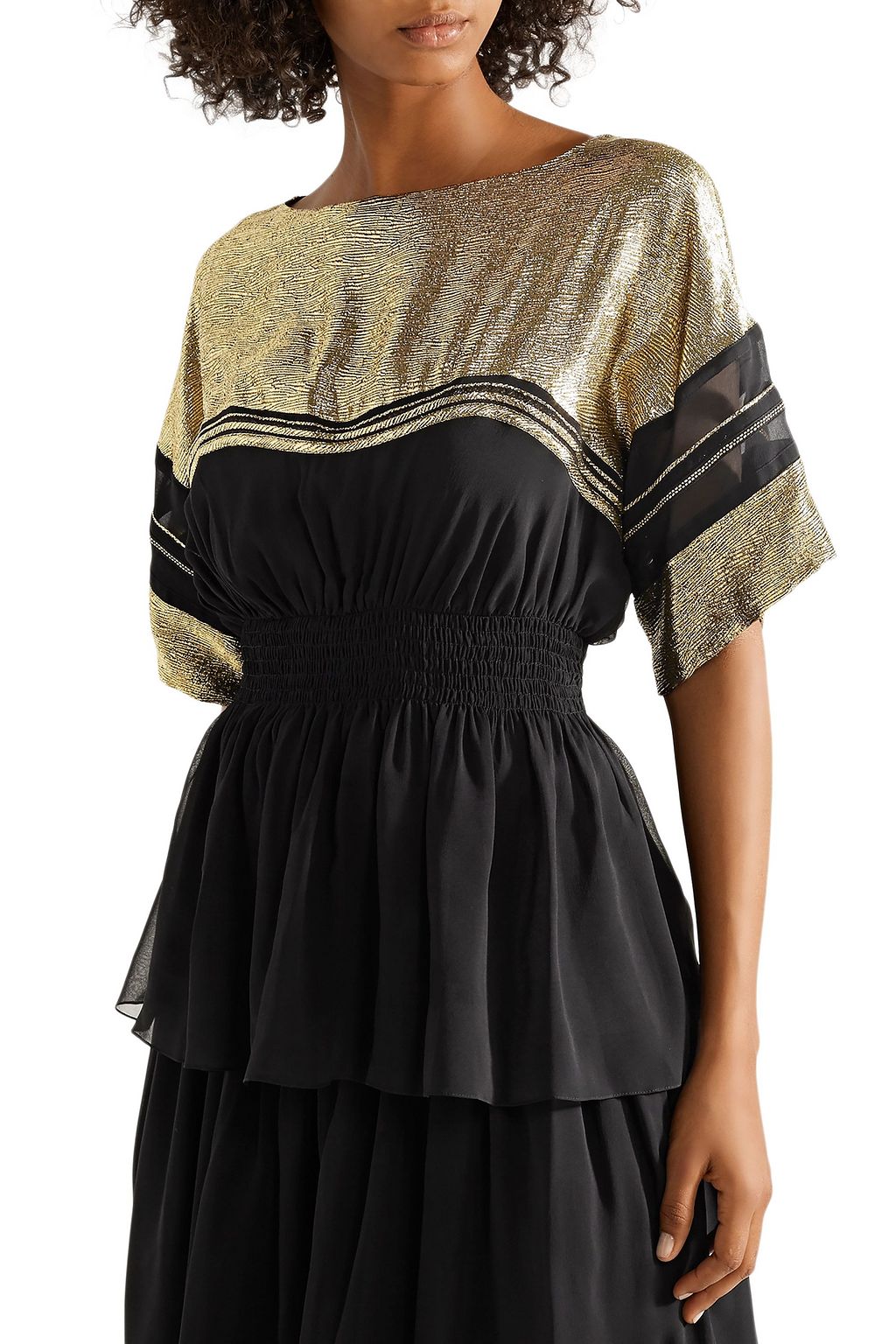 CHLOÉ Chiffon and lamé top