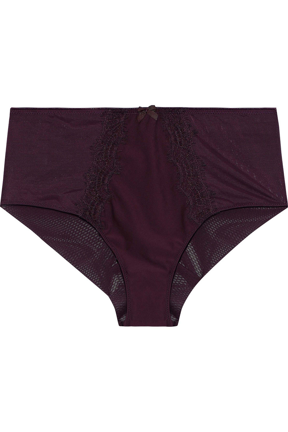 mimi holliday by damaris - lace-trimmed stretch-jersey and tulle high-rise briefs - purple - xs
