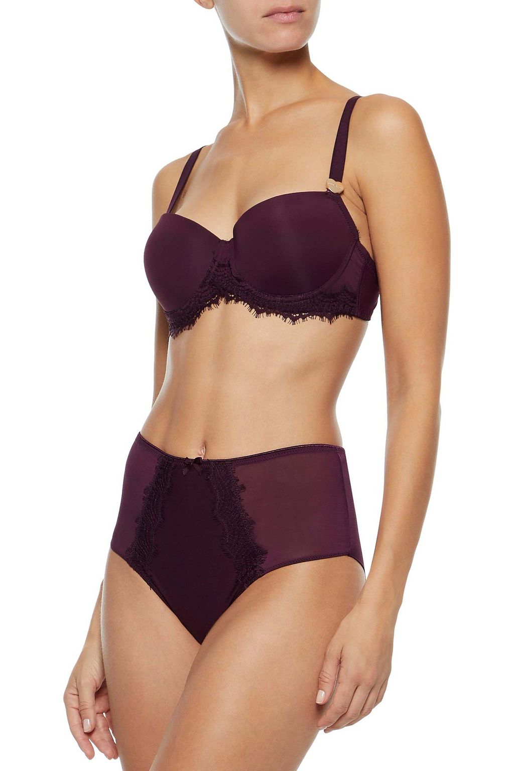 MIMI HOLLIDAY BY DAMARIS Lace-trimmed stretch-jersey and tulle high-rise briefs