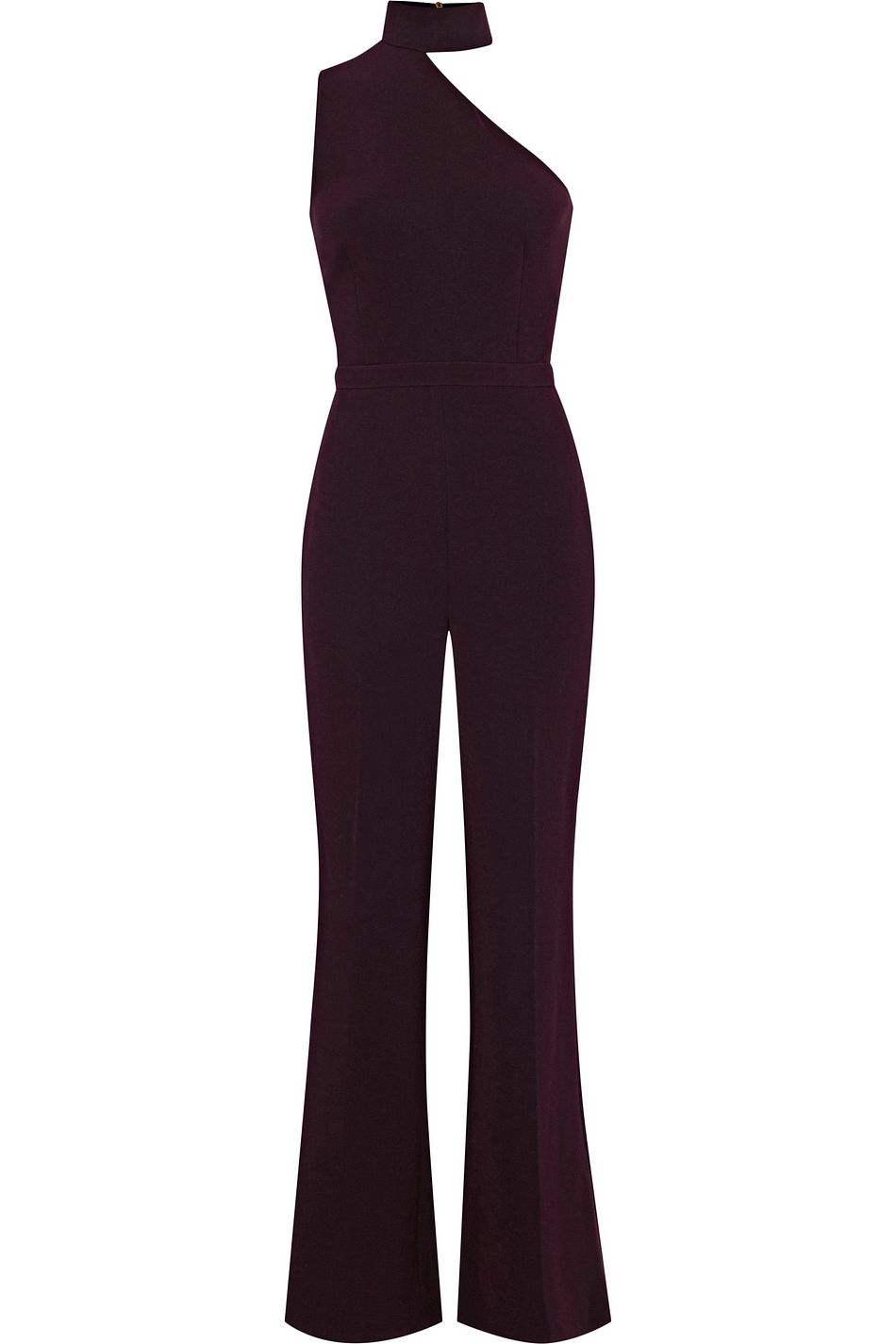 one shoulder crepe jumpsuit
