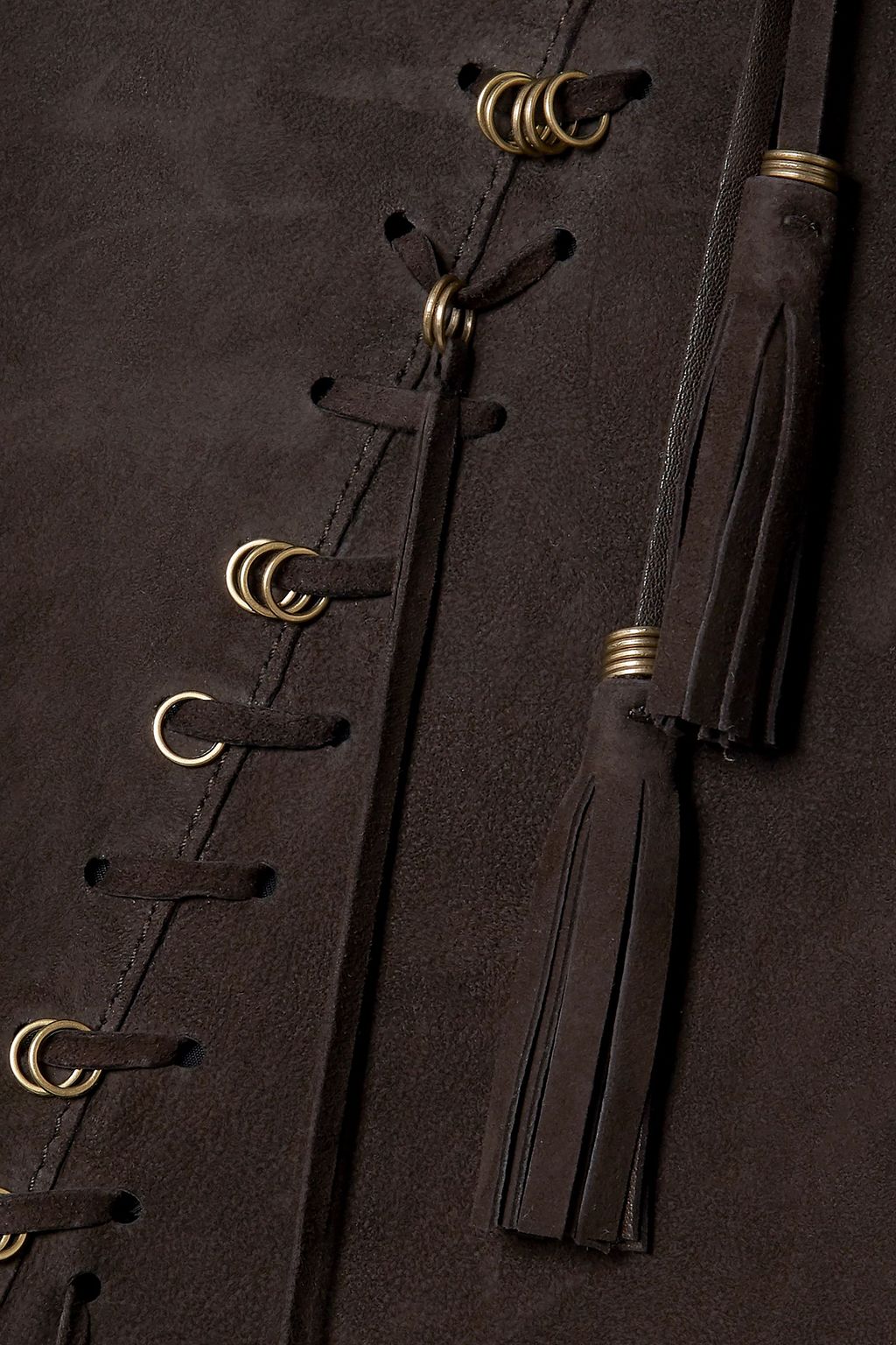 CHLOÉ Tassel-trimmed suede midi skirt