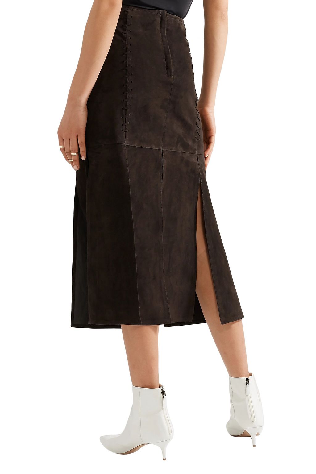 CHLOÉ Tassel-trimmed suede midi skirt