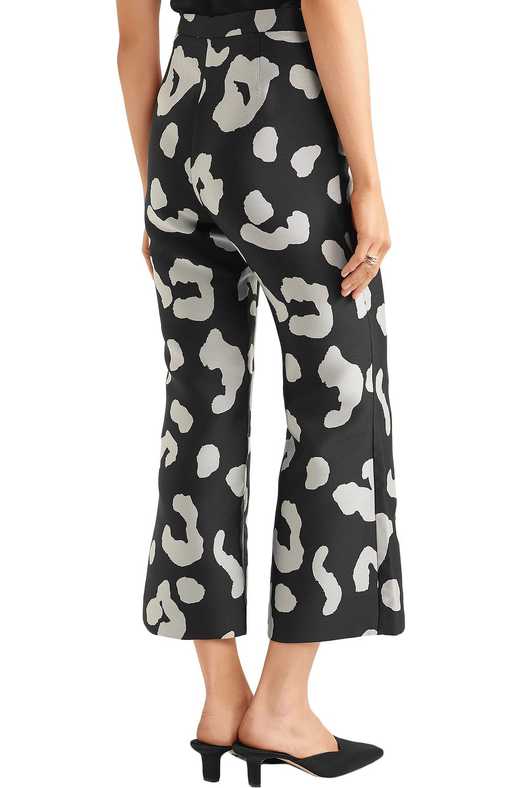 MERCHANT ARCHIVE Cropped leopard-jacquard flared pants