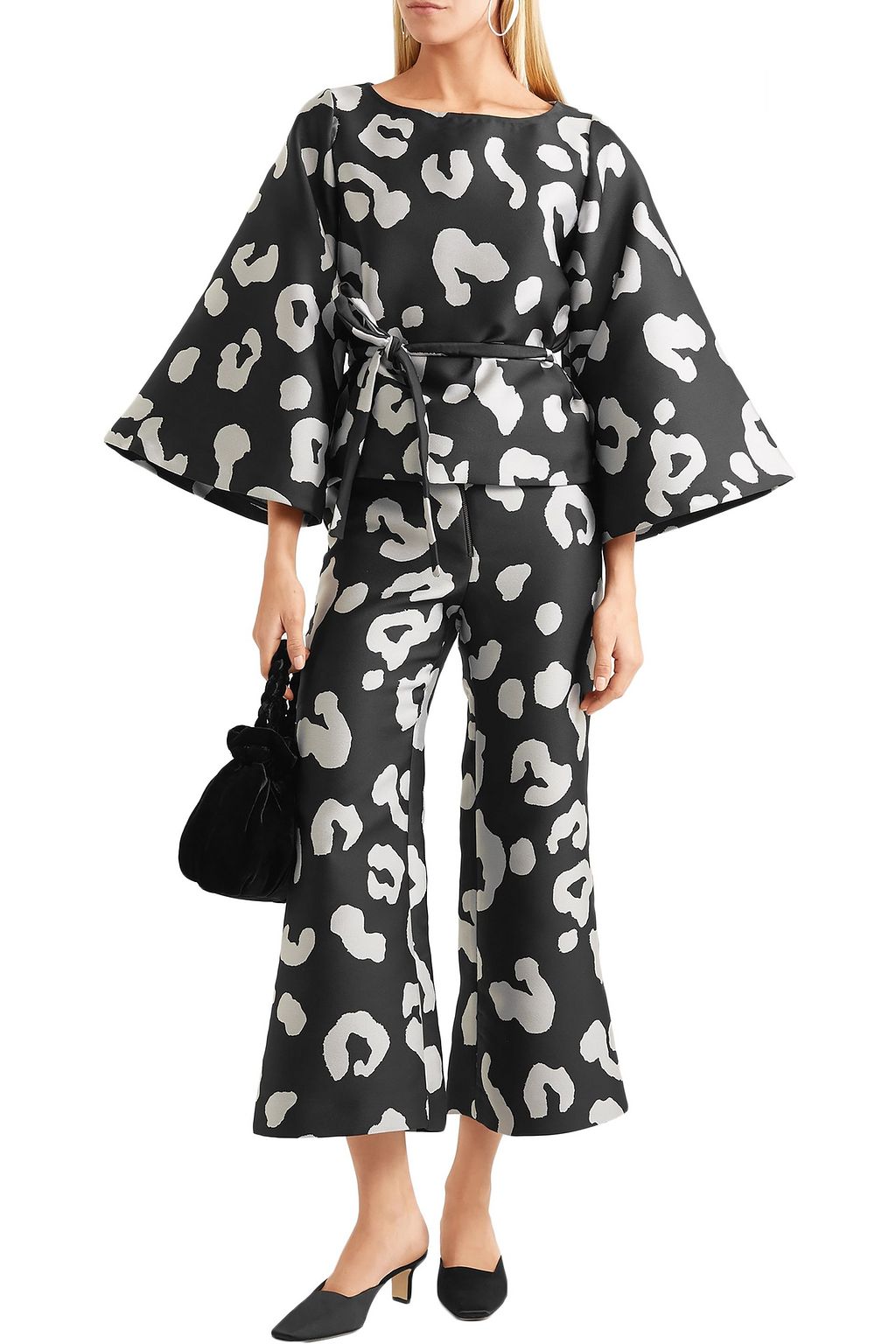 MERCHANT ARCHIVE Cropped leopard-jacquard flared pants