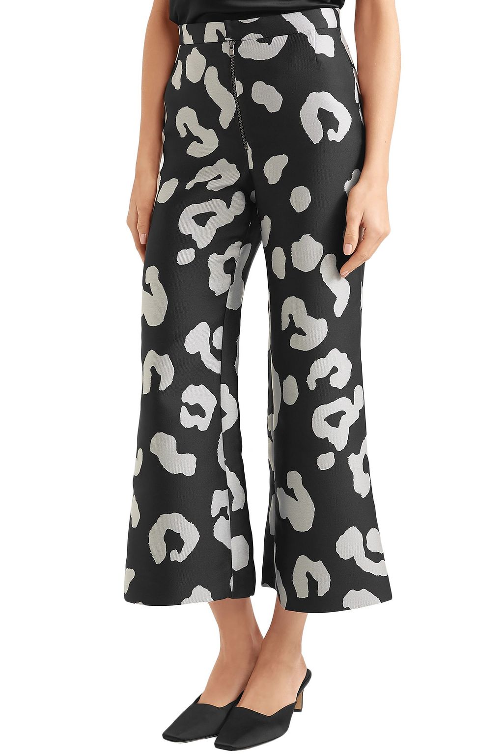 MERCHANT ARCHIVE Cropped leopard-jacquard flared pants