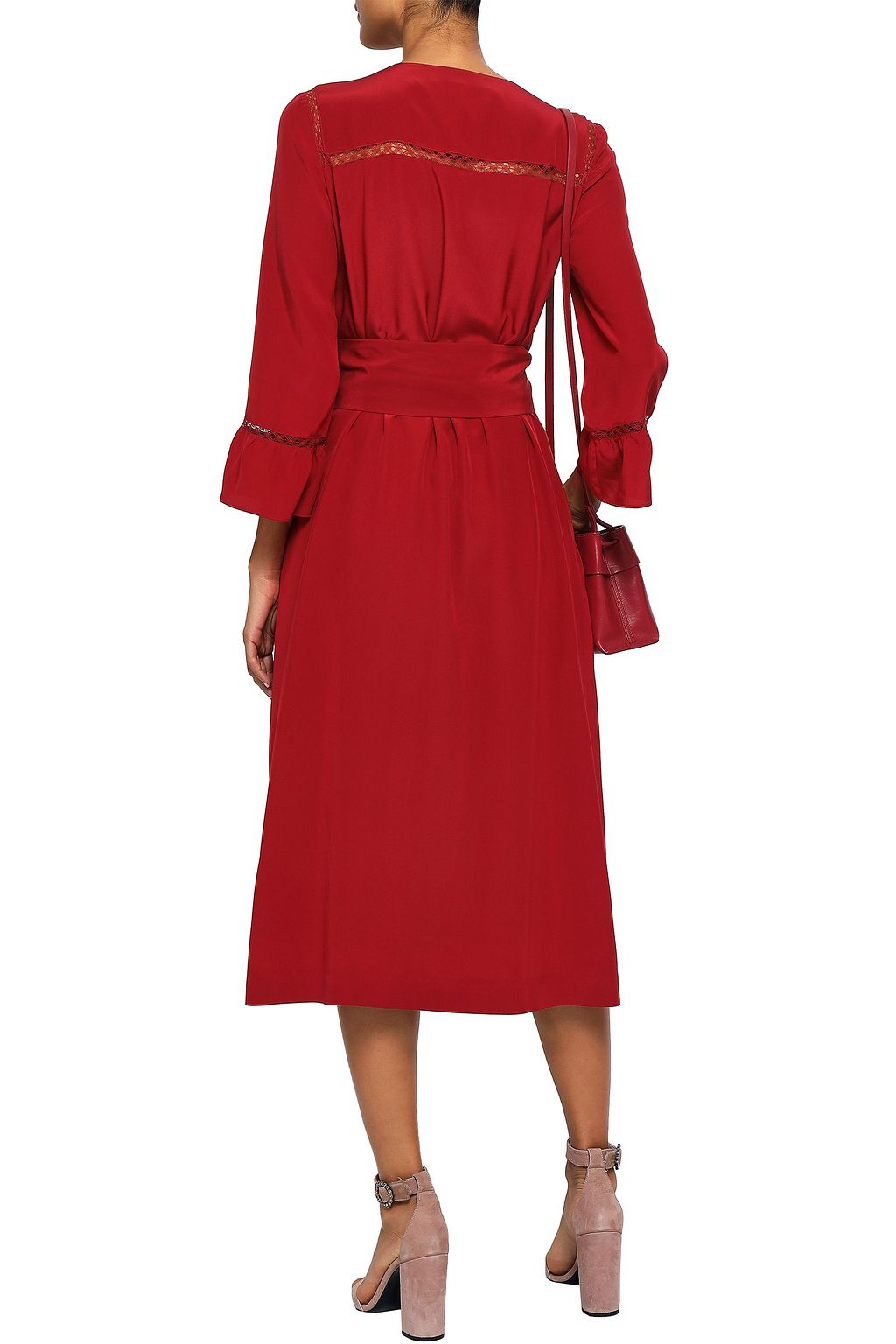 VANESSA SEWARD Lattice-trimmed silk midi dress