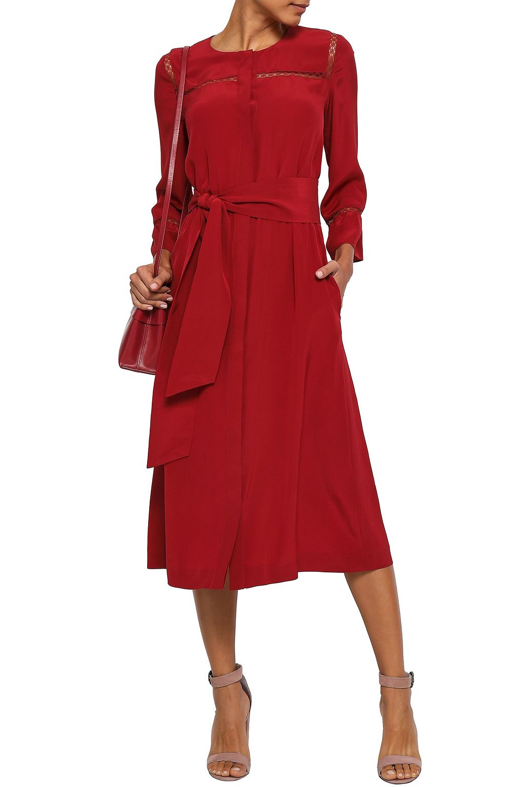 VANESSA SEWARD Lattice-trimmed silk midi dress