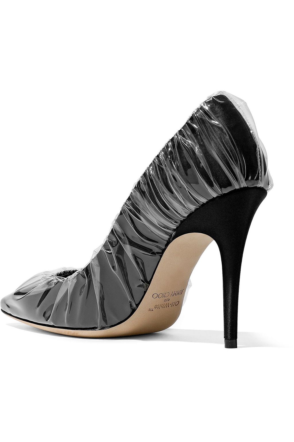JIMMY CHOO + Off-White Anne layered PVC and satin pumps