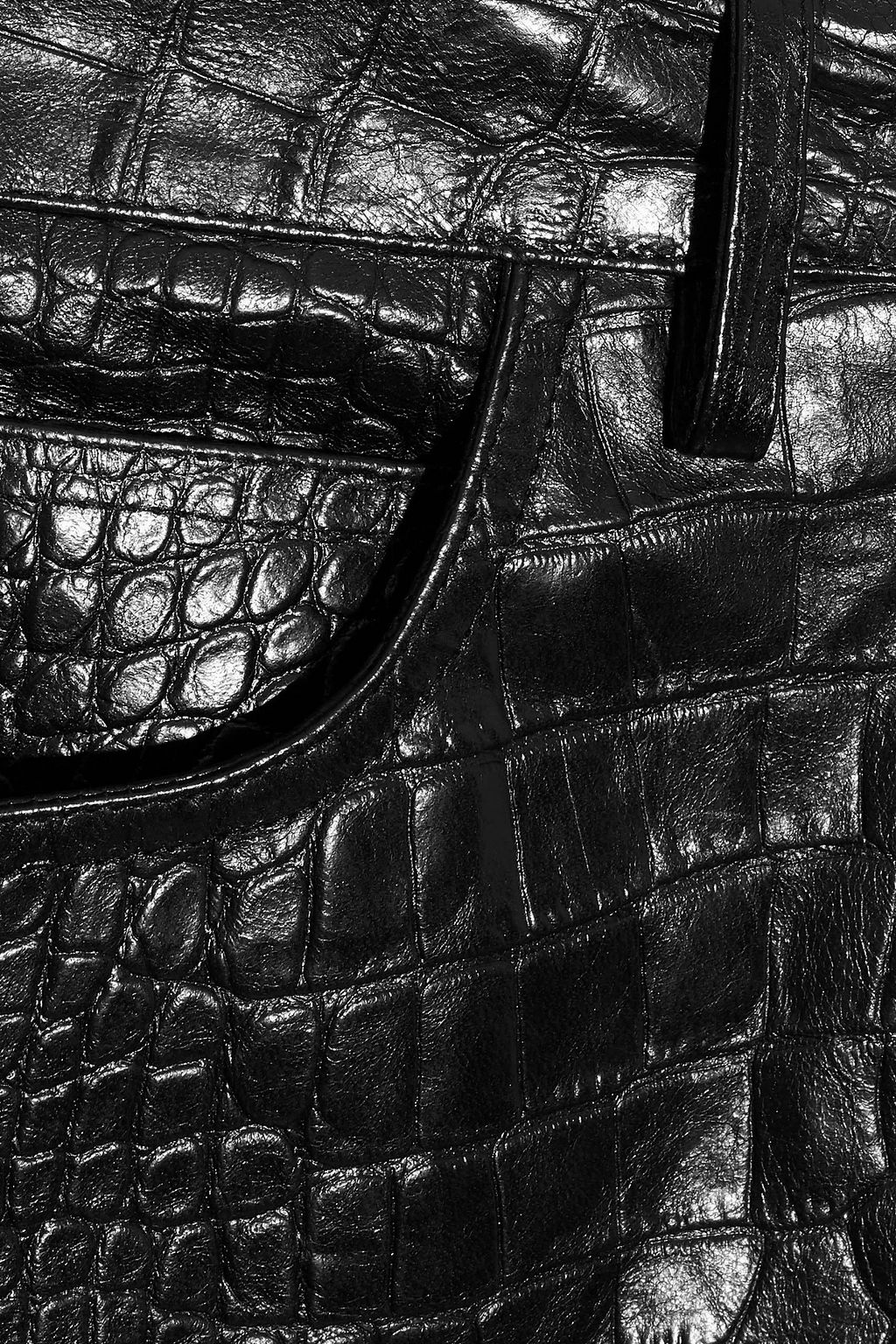 ROBERTO CAVALLI Jersey-paneled croc-effect leather skinny pants