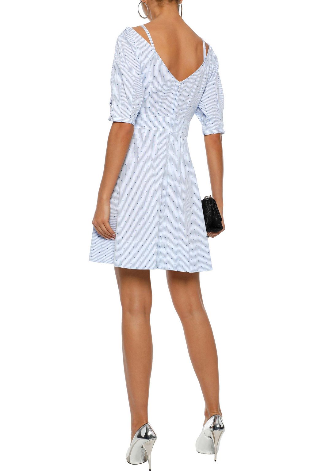 DEREK LAM 10 CROSBY Embroidered pinstriped cotton-poplin mini dress