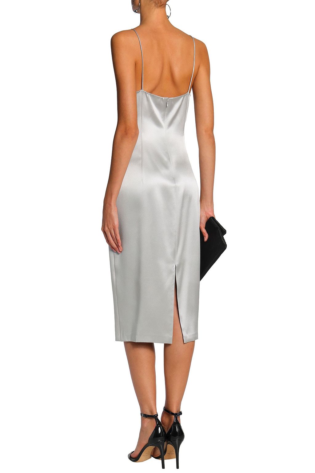 grey slip dress midi