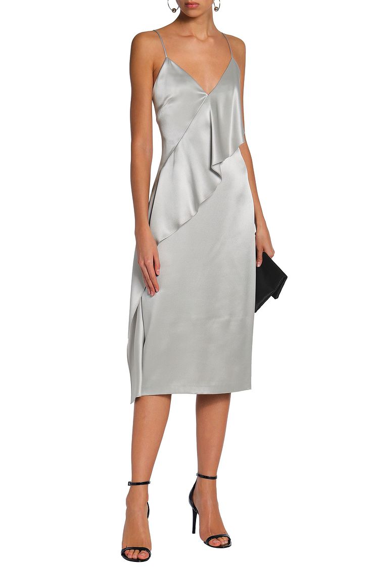 CUSHNIE Draped silksatin midi slip dress THE