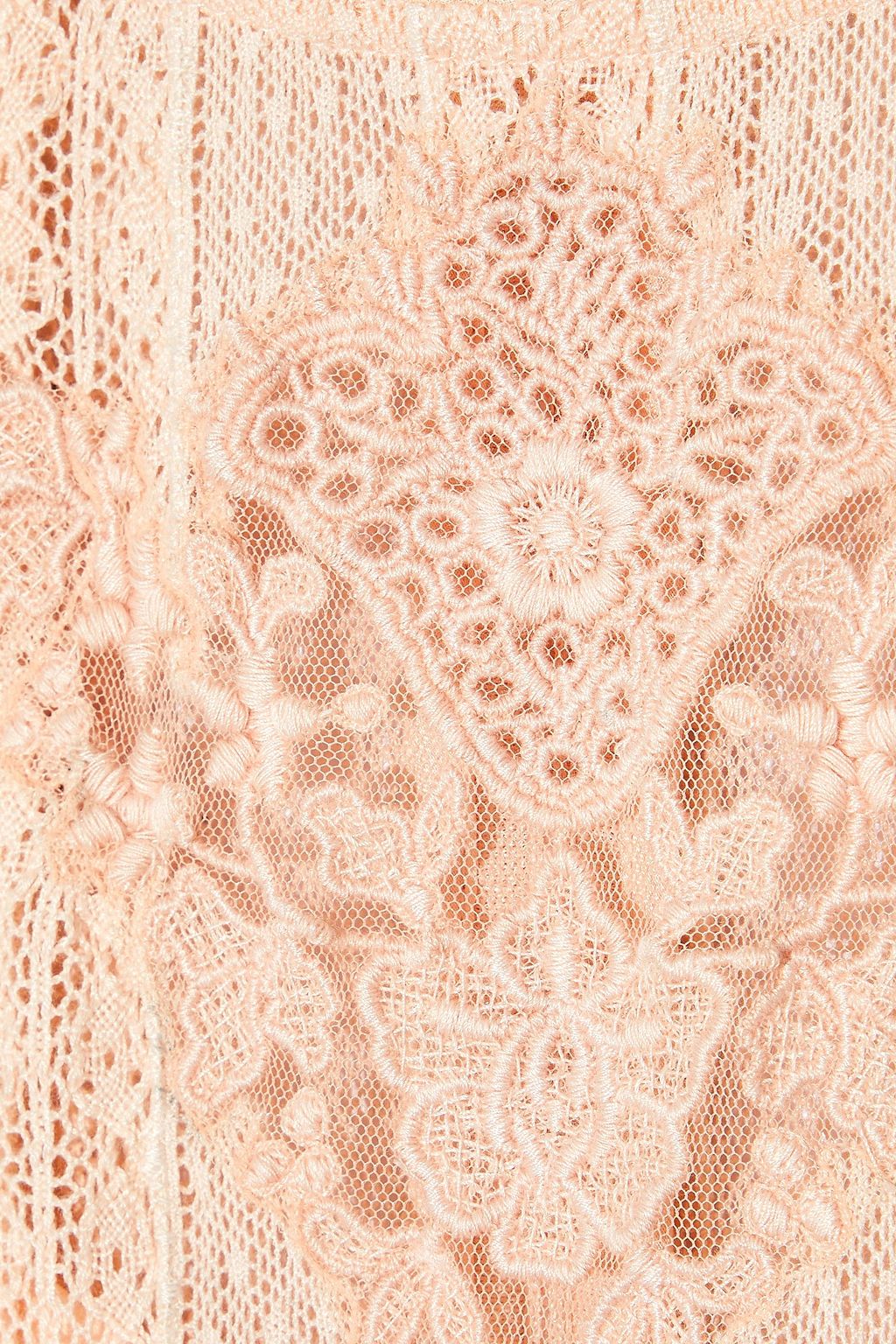 LOVE SAM Cold-shoulder lace-paneled fil coupé chiffon mini dress