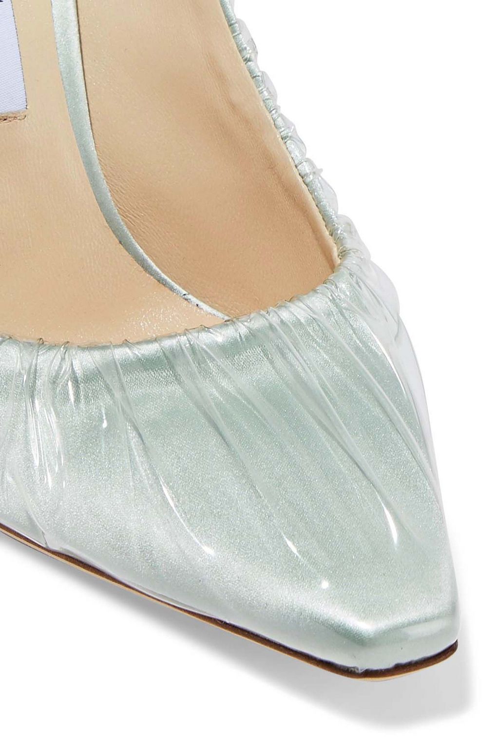 JIMMY CHOO Gathered PVC and satin pumps