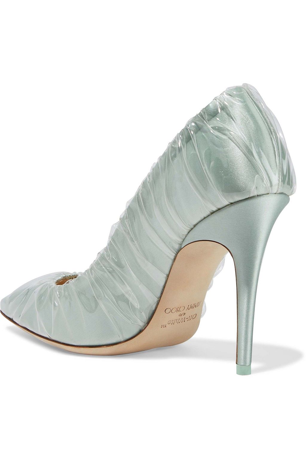 JIMMY CHOO Gathered PVC and satin pumps