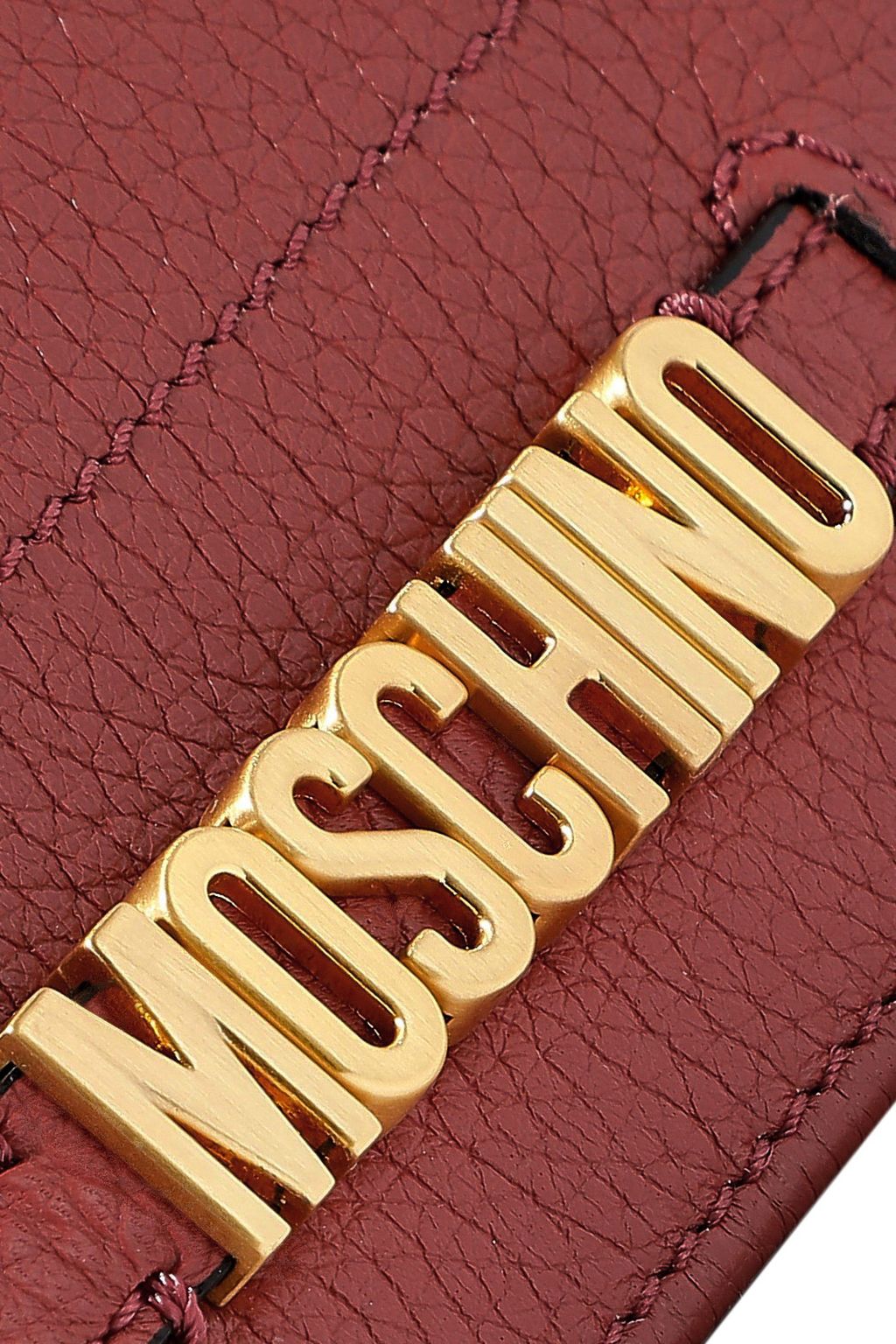 MOSCHINO Embellished textured-leather wallet