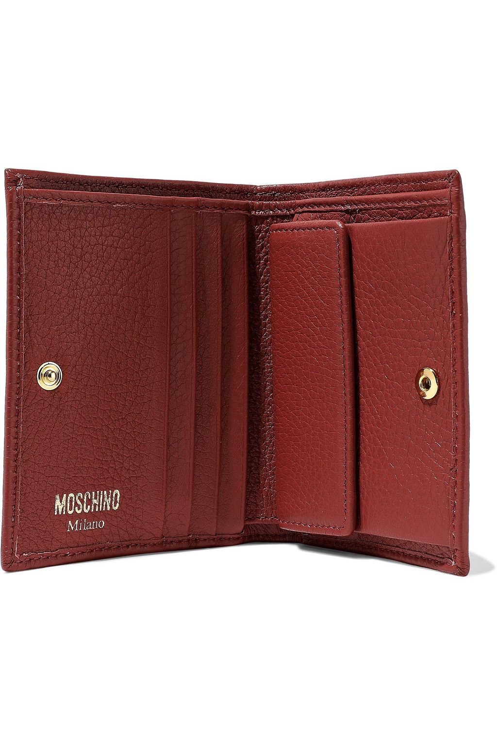 MOSCHINO Embellished textured-leather wallet