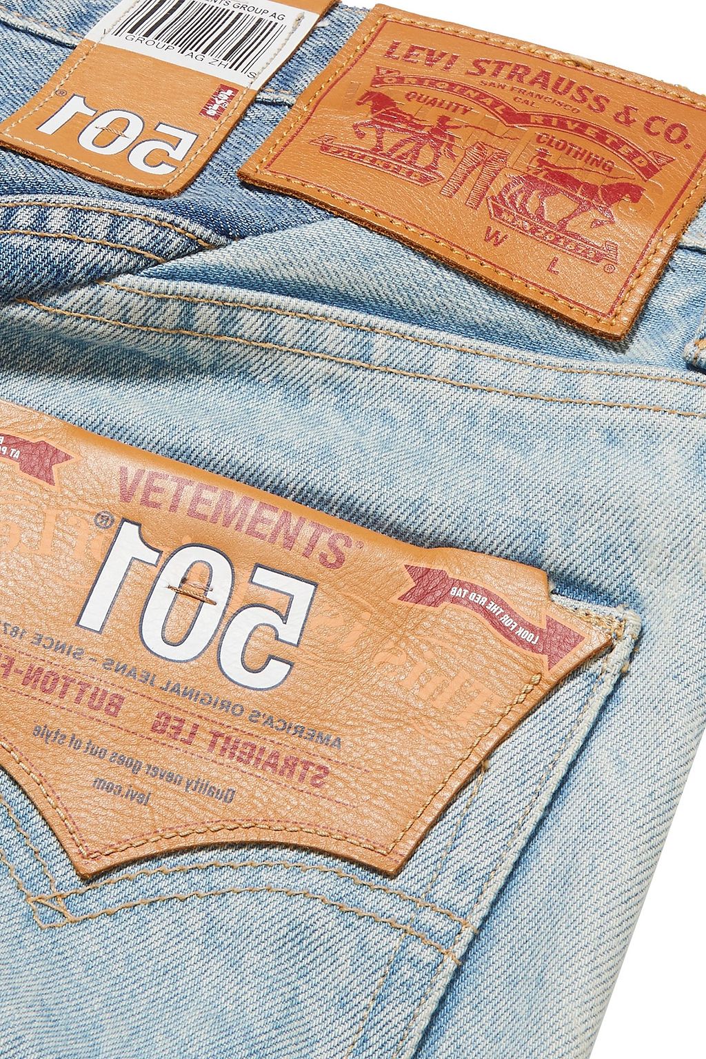 VETEMENTS X LEVI'S جينز straight "+ليفايز" بخصر متوسط الارتفاع