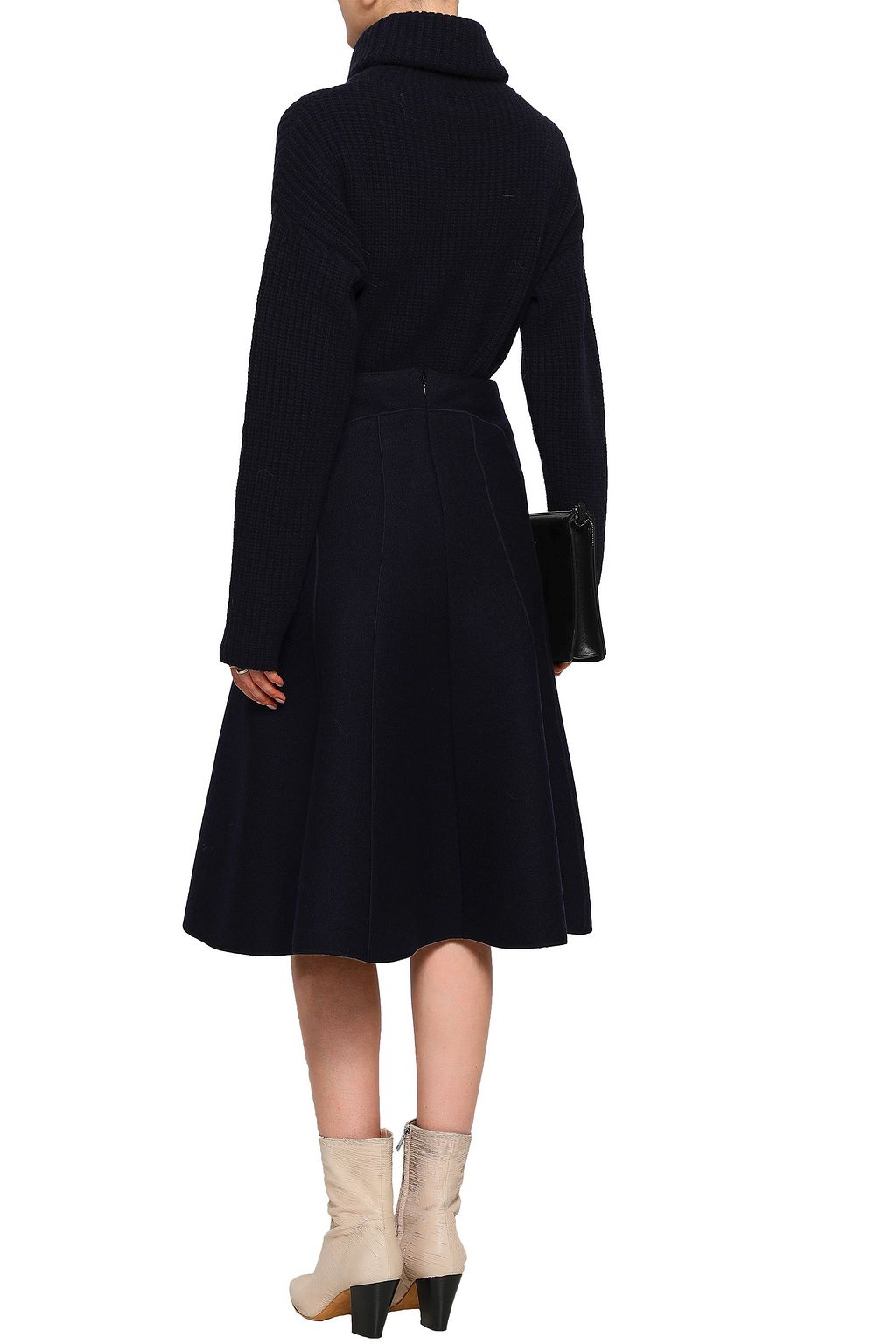 AGNONA Flared wool-crepe midi skirt