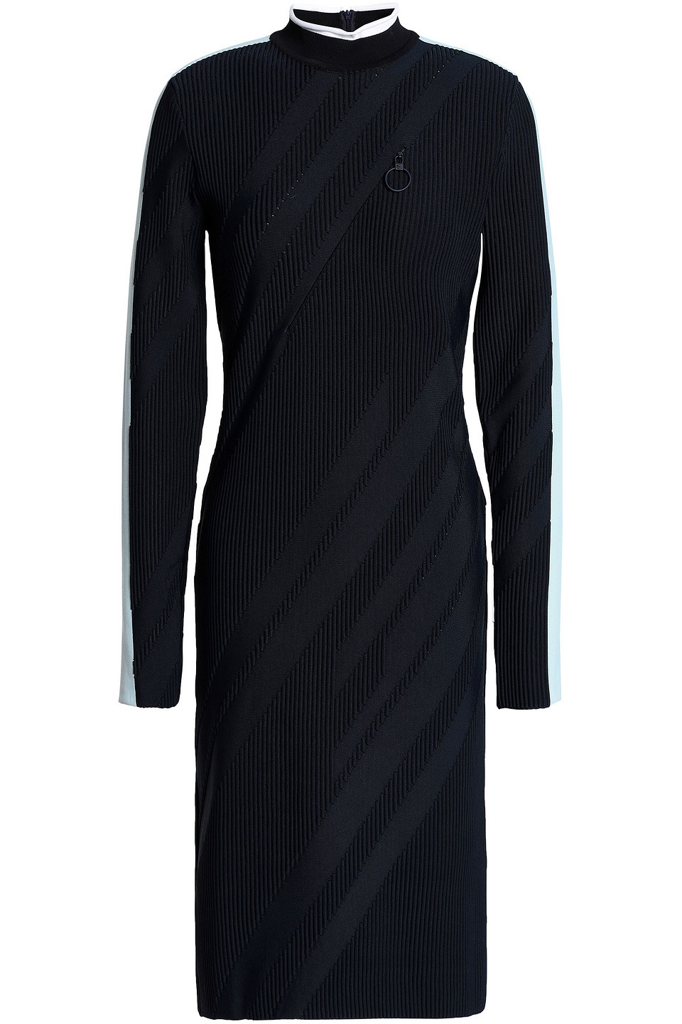 Versace Collection Woman Striped Ribbed-knit Dress Navy Size 42
