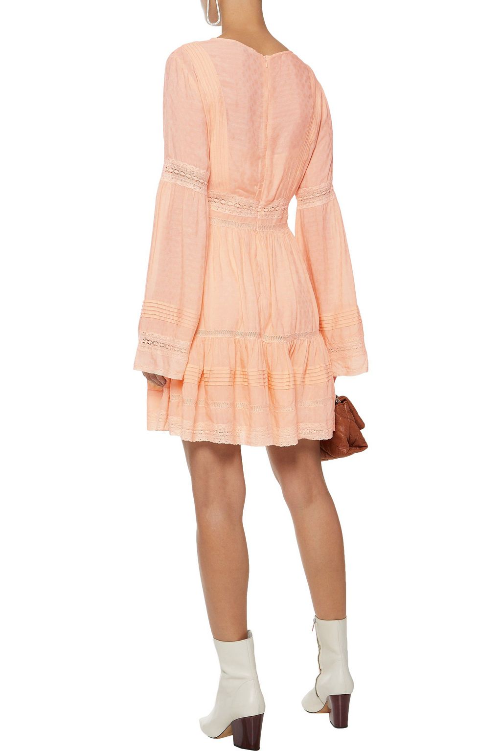 LOVE SAM Pleated modal-blend jacquard mini dress