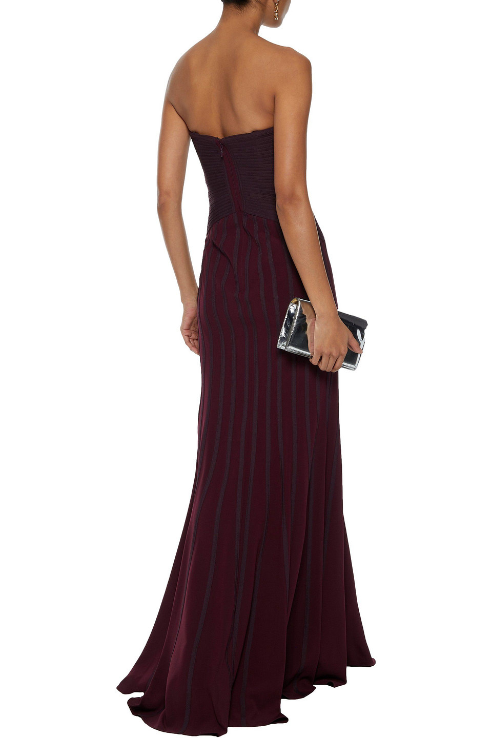  Halston - Strapless Two-tone Crepe Gown - Burgundy - Us 12 