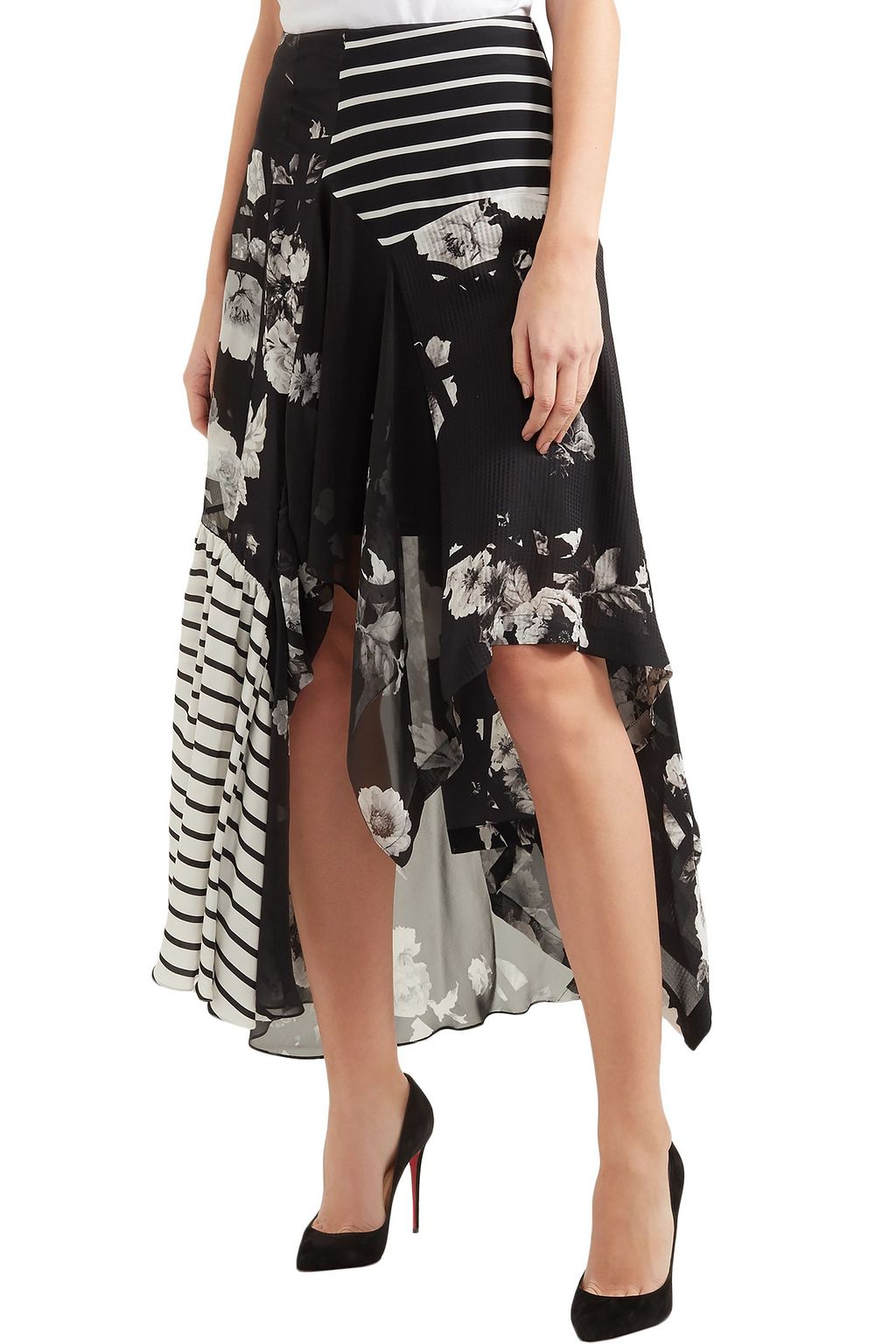 PREEN BY THORNTON BREGAZZI Veronika paneled printed silk midi skirt