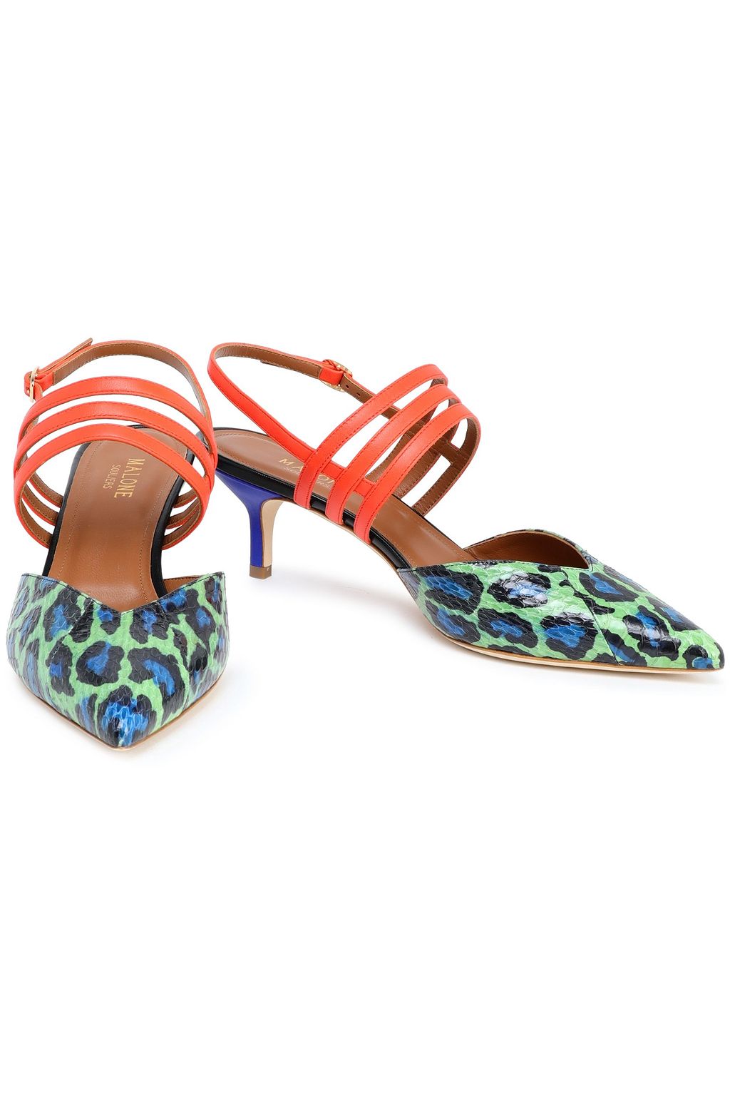 MALONE SOULIERS Color-block elaphe and leather pumps
