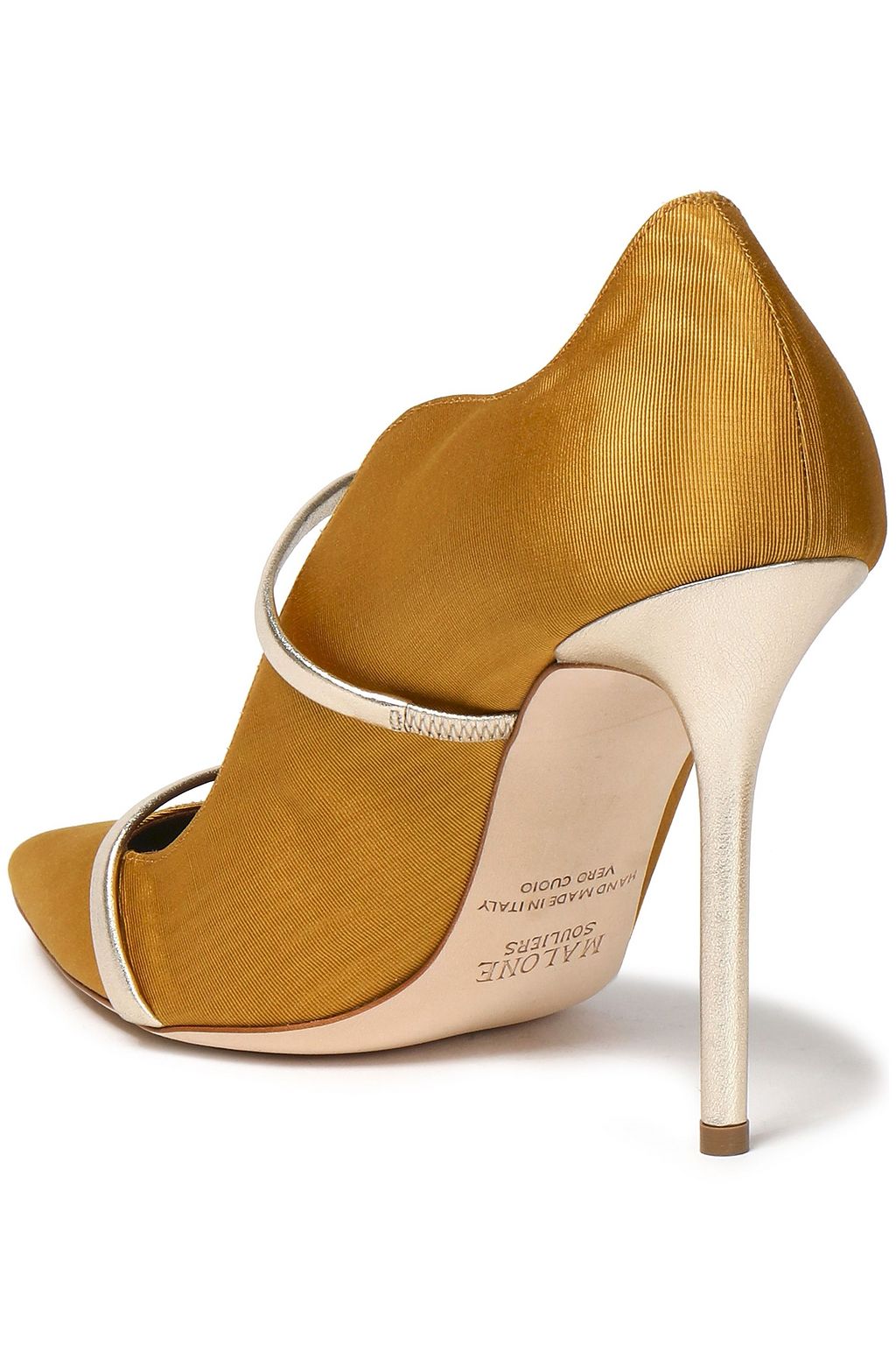 MALONE SOULIERS Maureen metallic leather-trimmed faille pumps