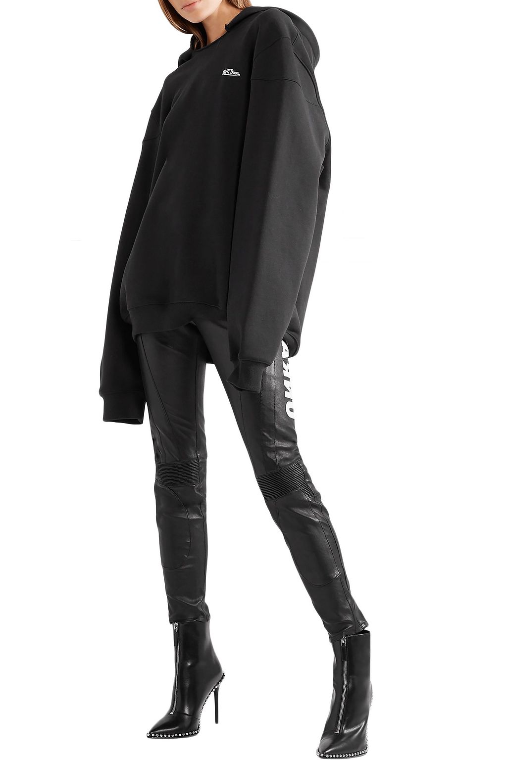 BEN TAVERNITI™ UNRAVEL PROJECT Appliquéd leather skinny pants