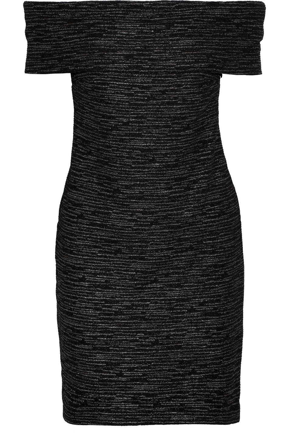 metallic knit one shoulder mini dress