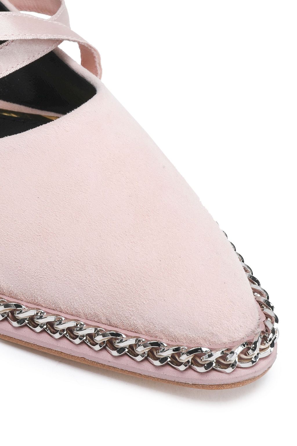 LANVIN Satin-trimmed suede ballet flats