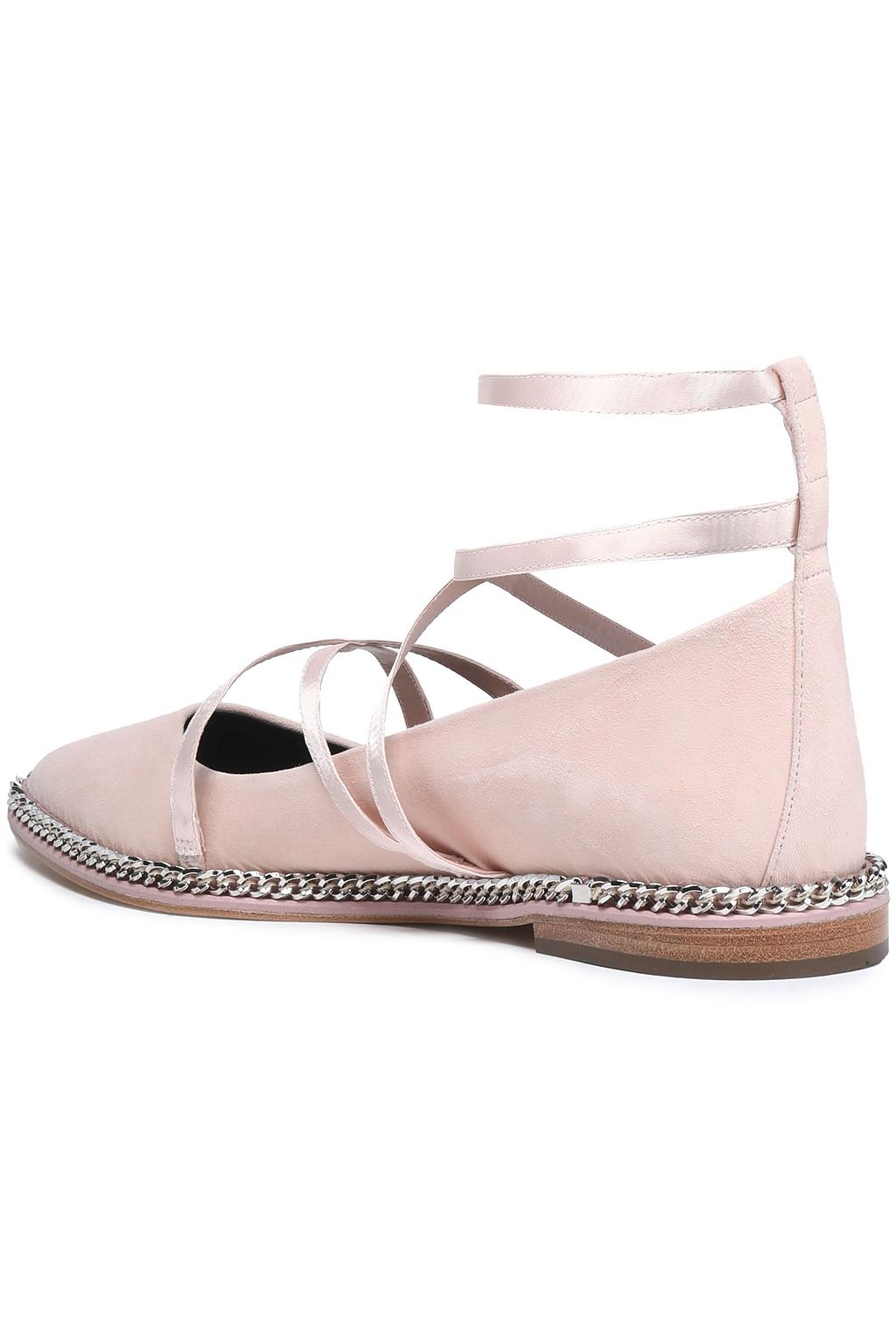 LANVIN Satin-trimmed suede ballet flats