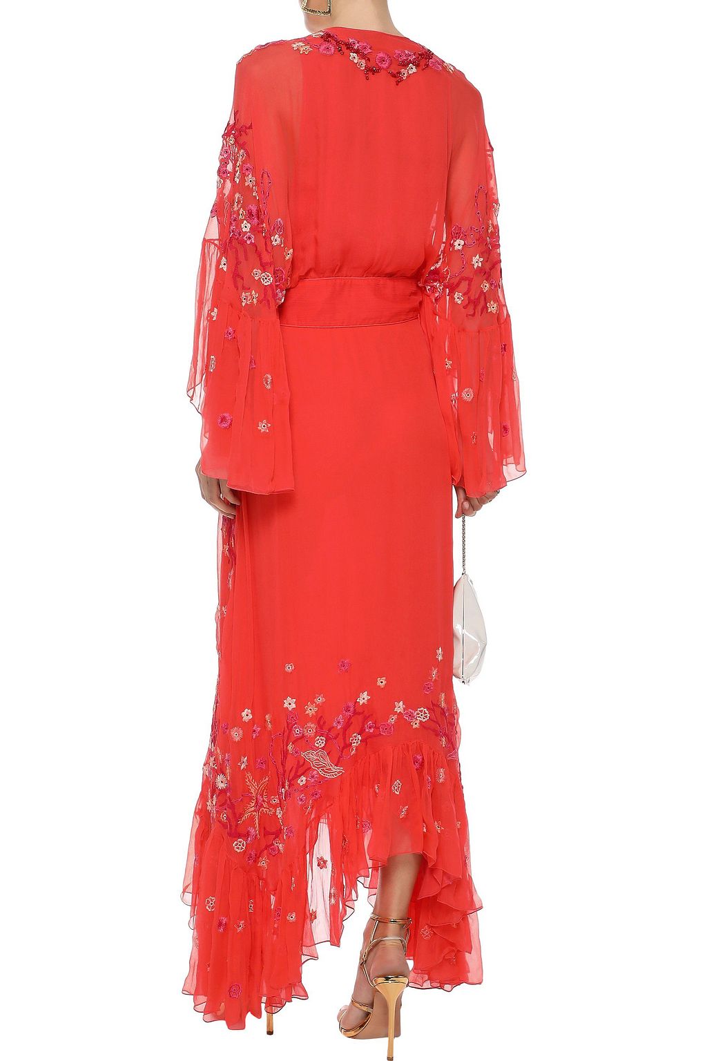 ROBERTO CAVALLI Embellished silk-georgette maxi dress