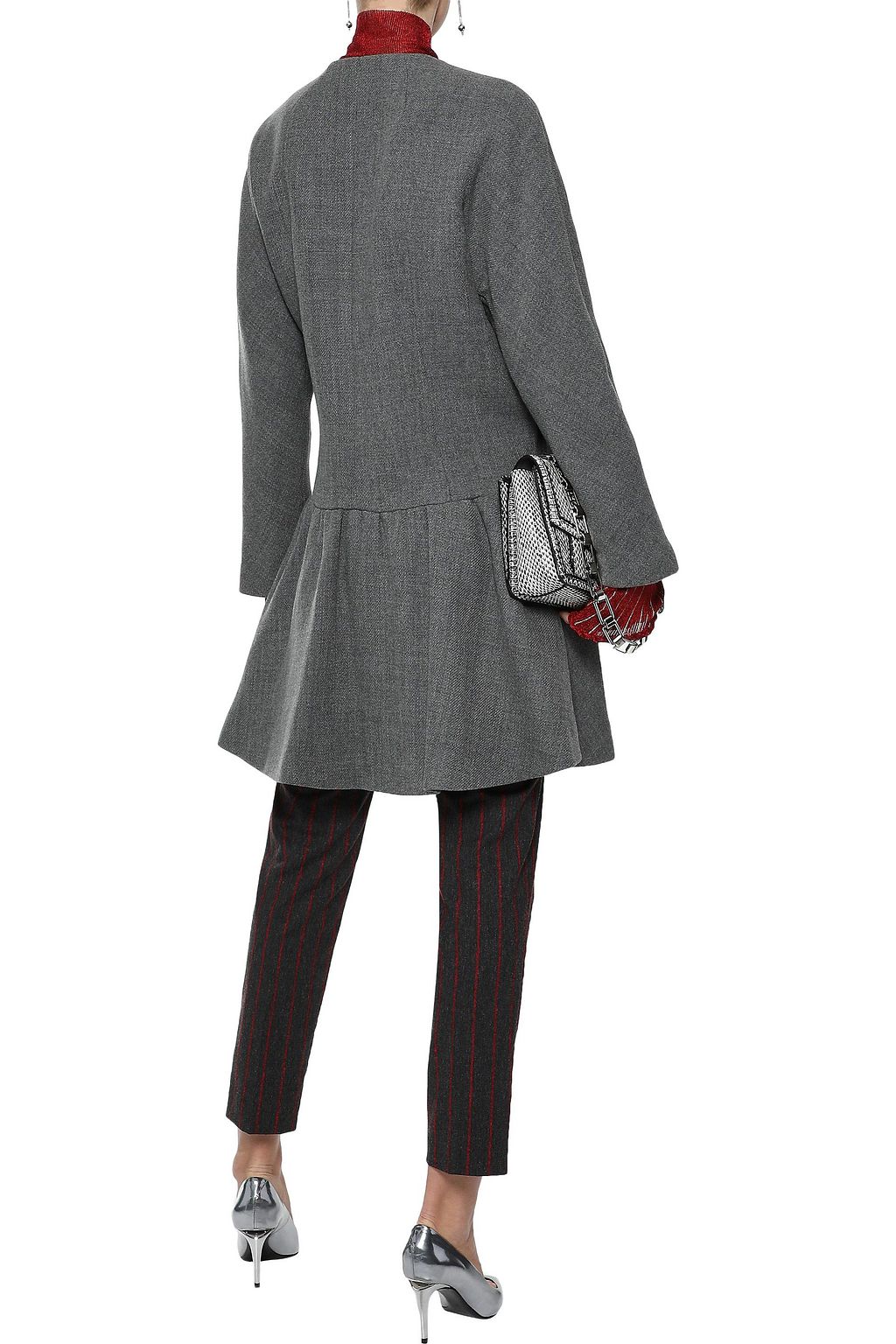 MILLY Fluted wool-blend twill coat