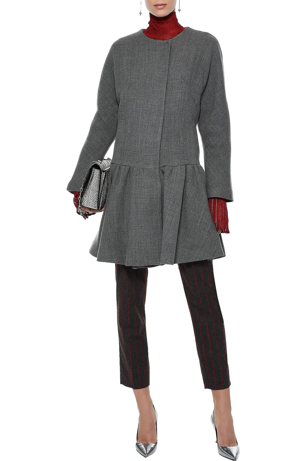MILLY Fluted wool-blend twill coat