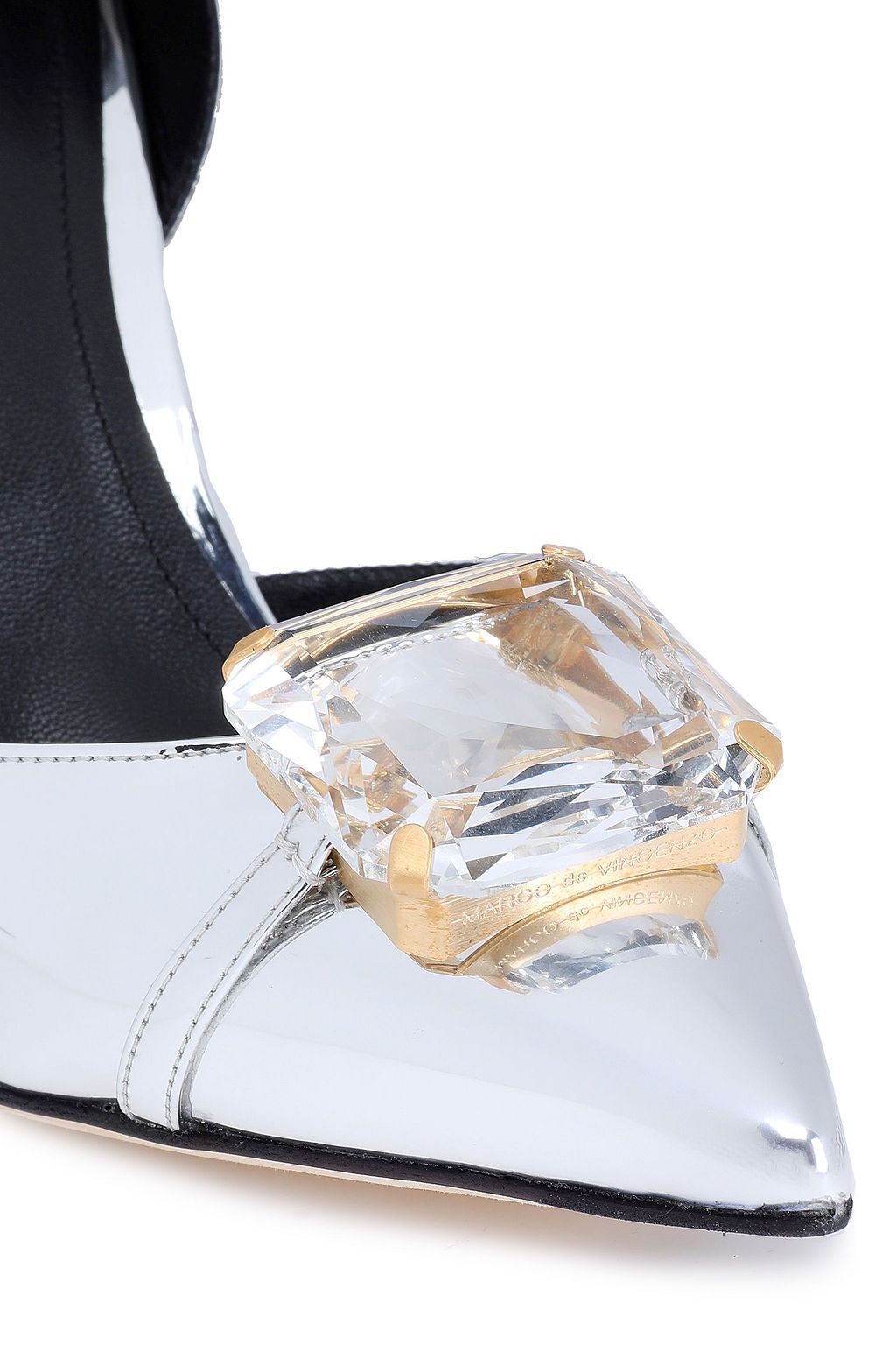 MARCO DE VINCENZO Embellished metallic faux leather pumps