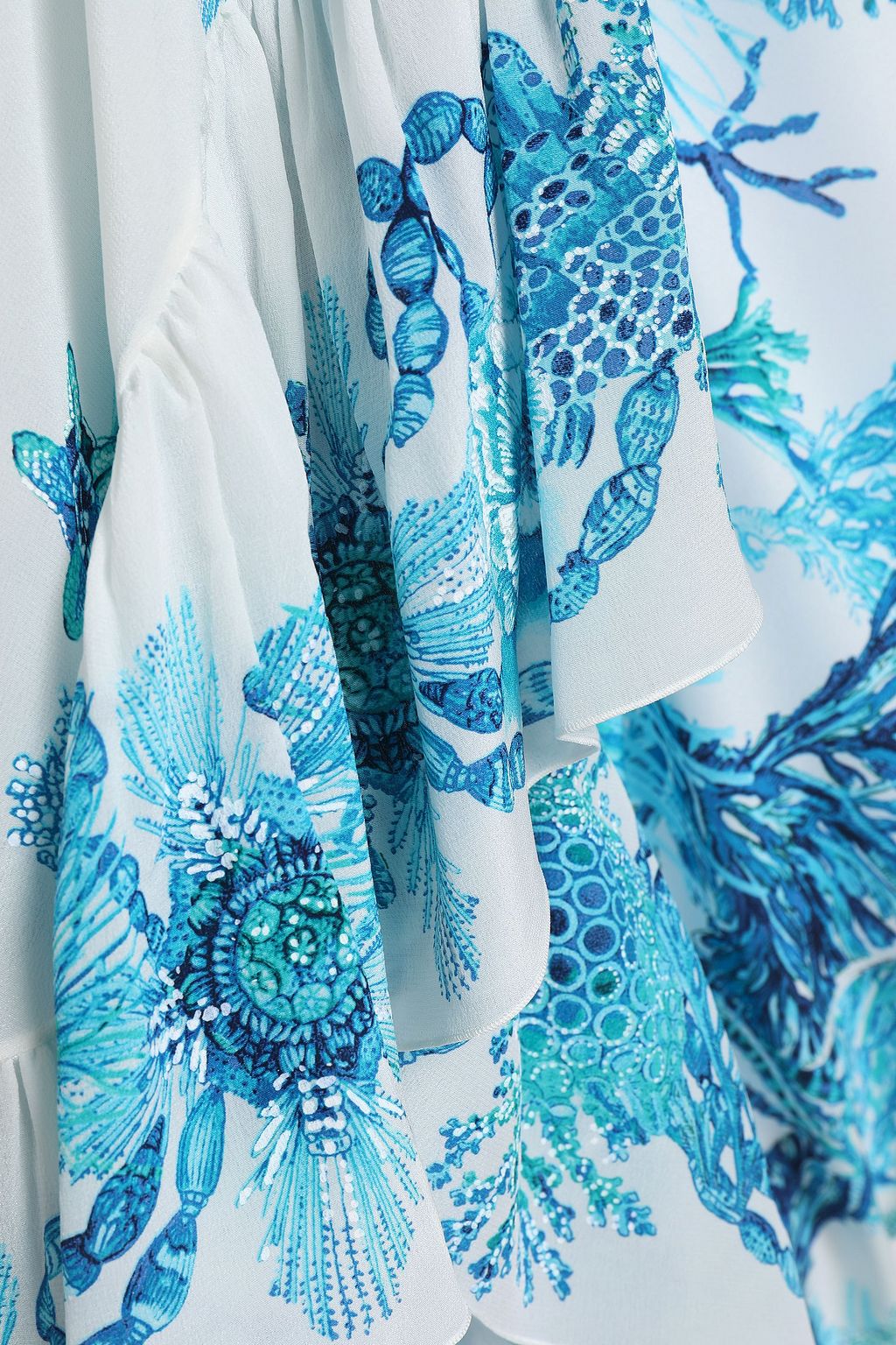 ROBERTO CAVALLI Printed ruffled silk crepe de chine maxi skirt