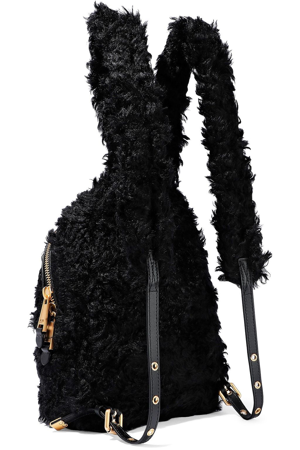 MOSCHINO Leather-trimmed faux shearling backpack