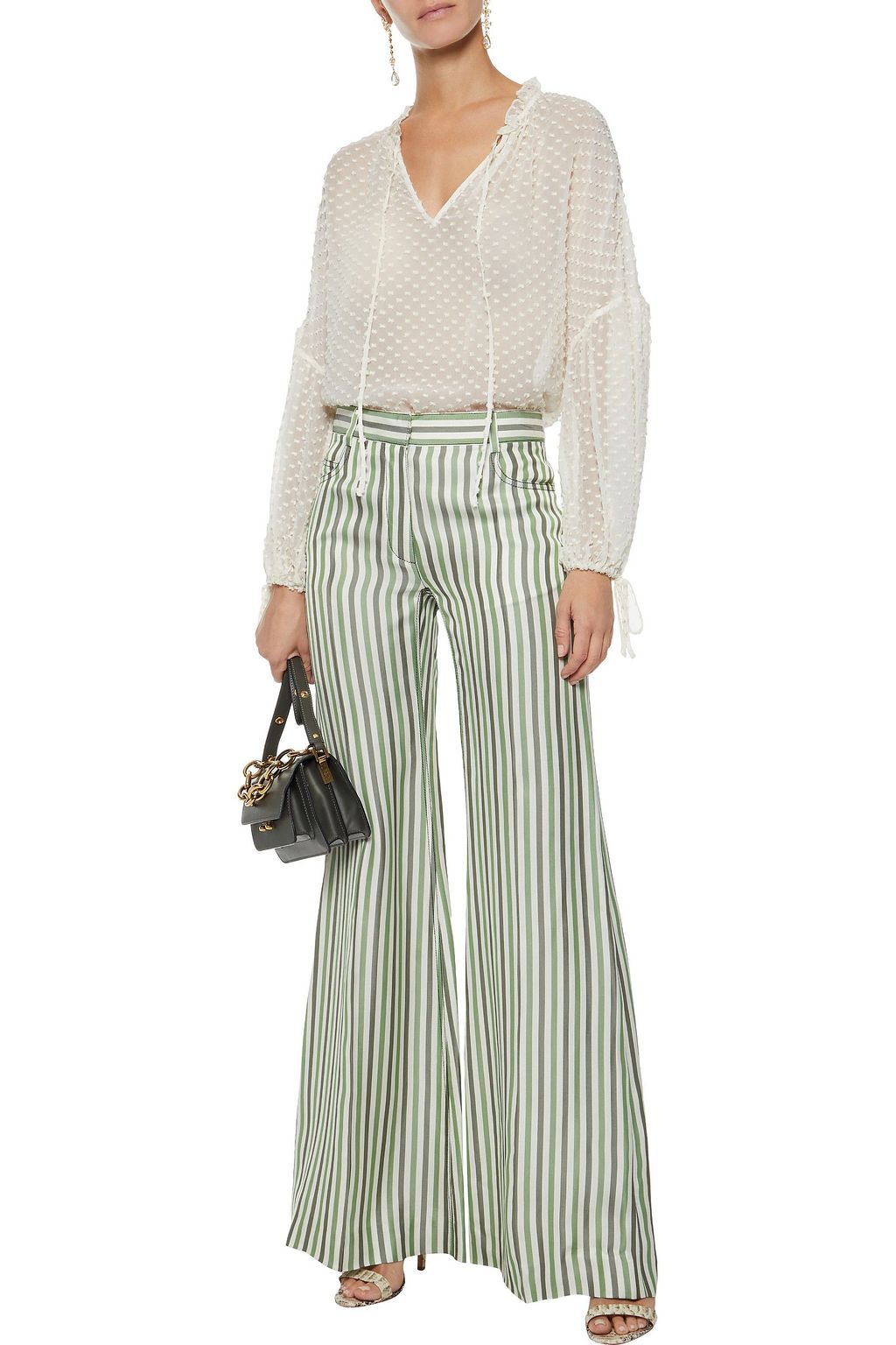 ALICE + OLIVIA Julius fil coupé silk and cotton-blend blouse