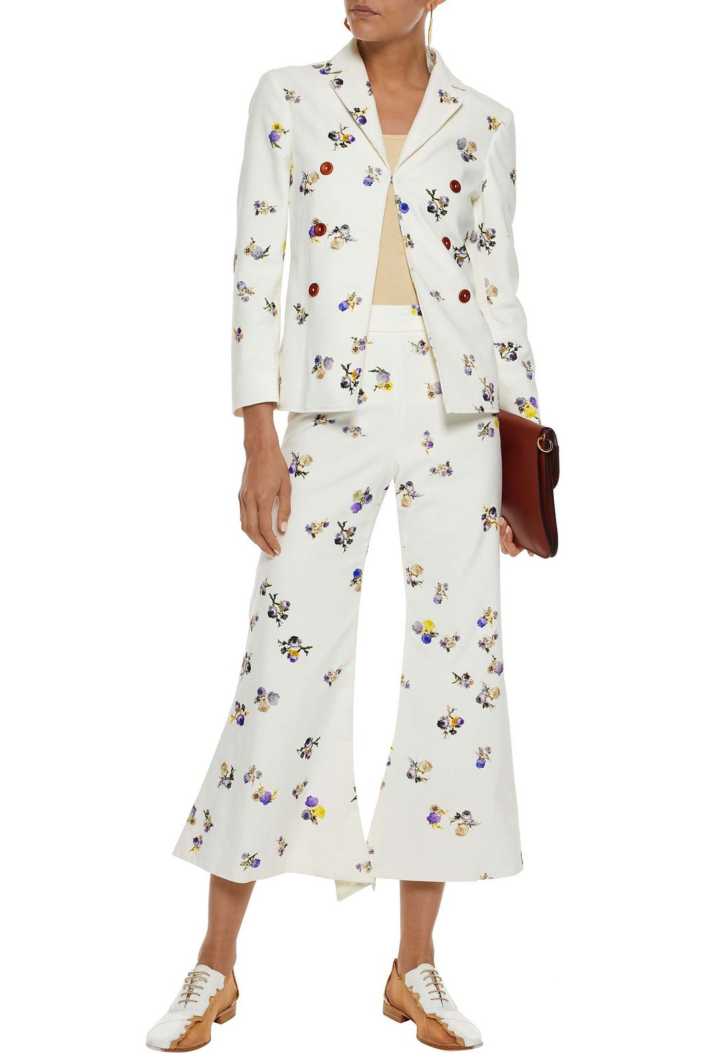 ACNE STUDIOS Jilva button-embellished floral-print cotton-corduroy blazer