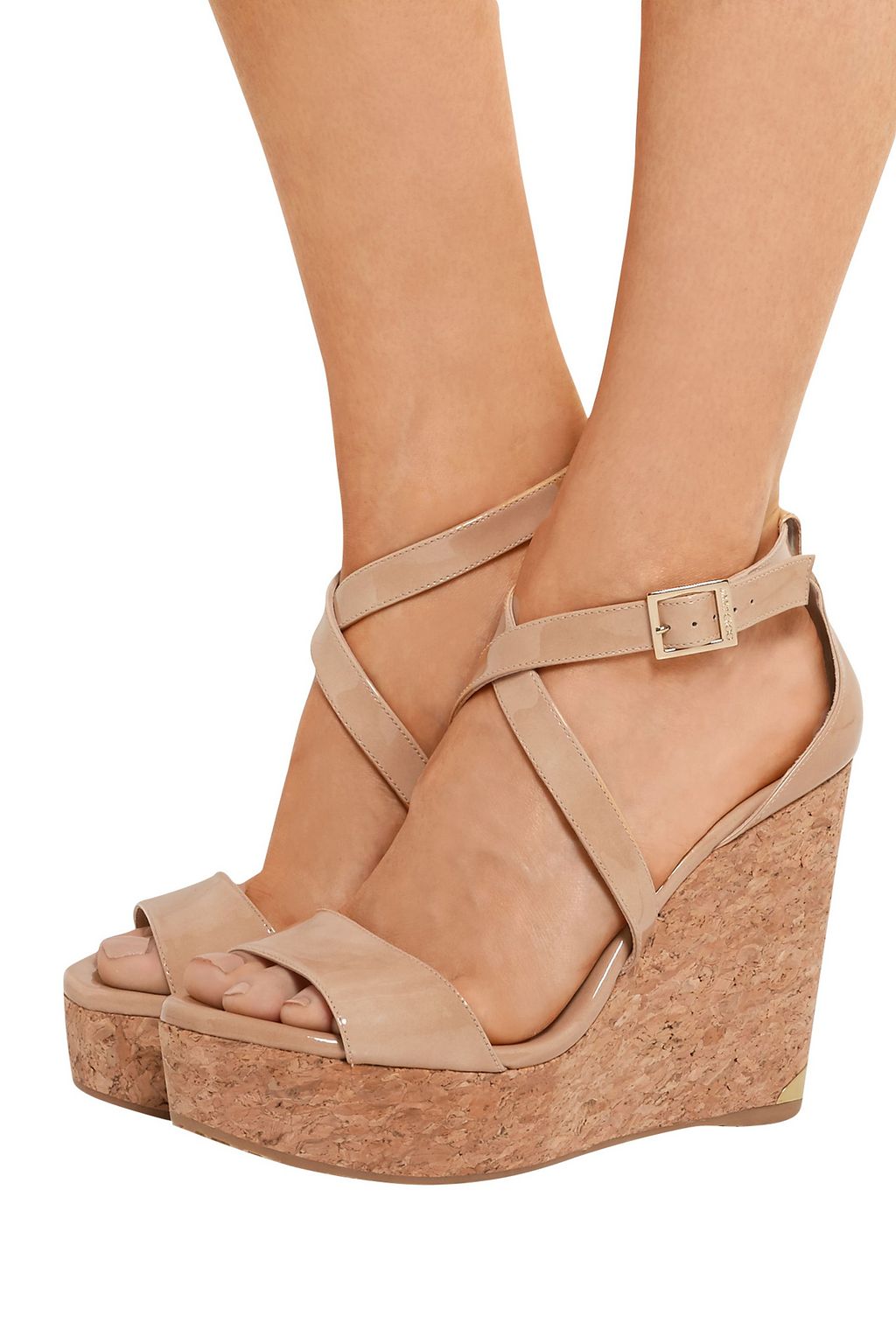 JIMMY CHOO Portia 120 patent-leather wedge sandals