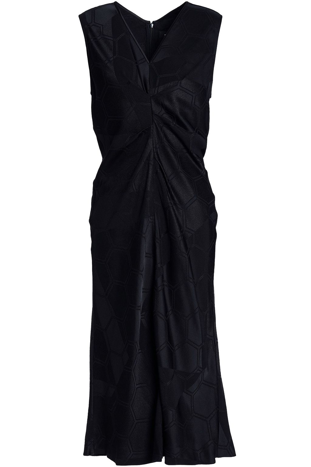 ruched jacquard midi dress
