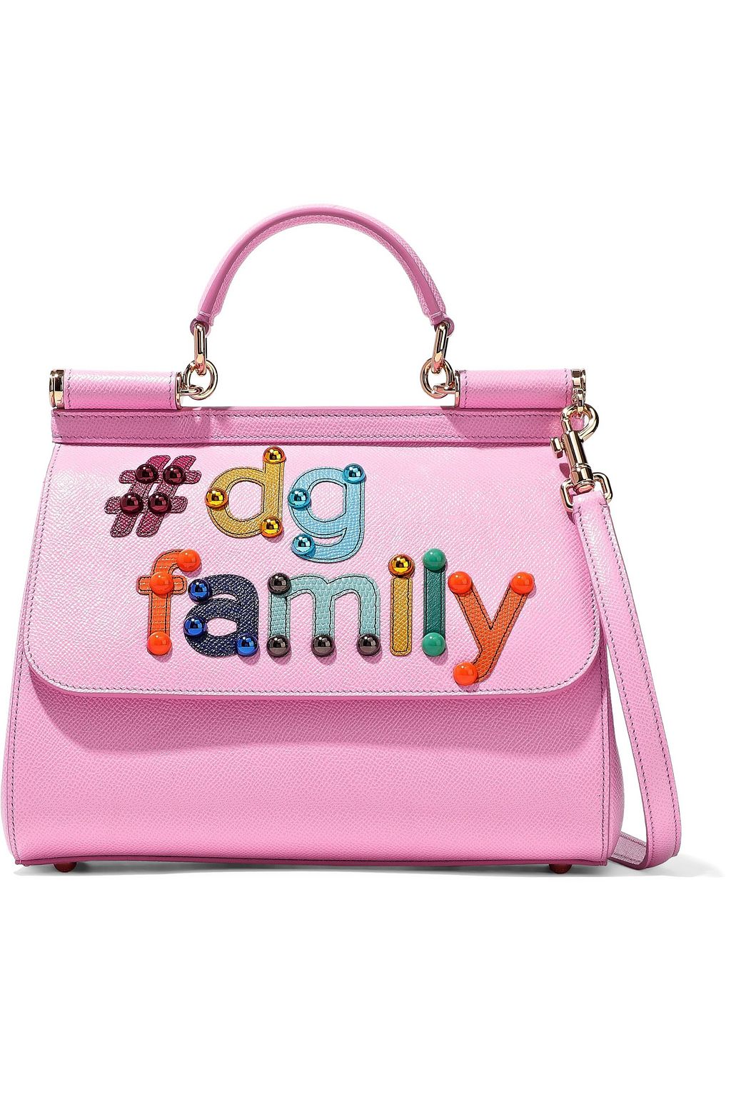DOLCE&GABBANA Sicily embellished textured-leather shoulder bag