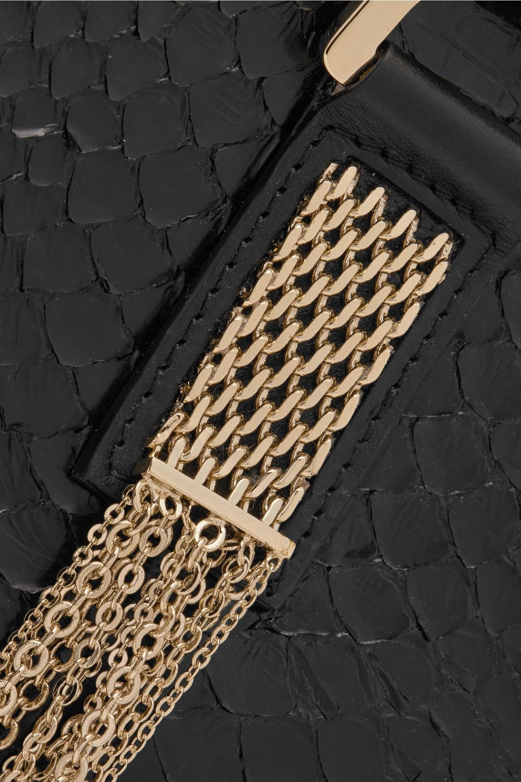 LANVIN Chain-trimmed python and leather toe