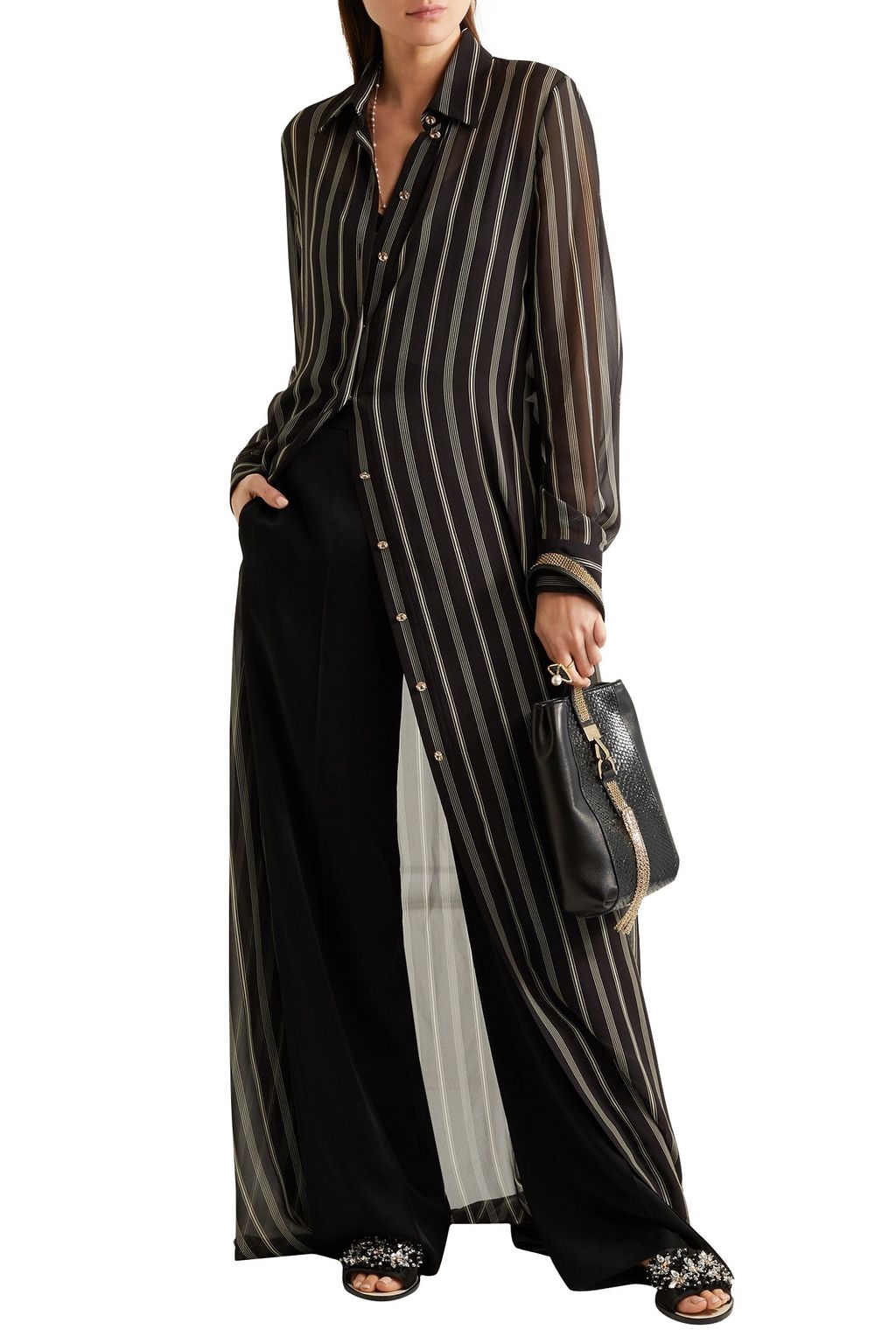 LANVIN Chain-trimmed python and leather toe
