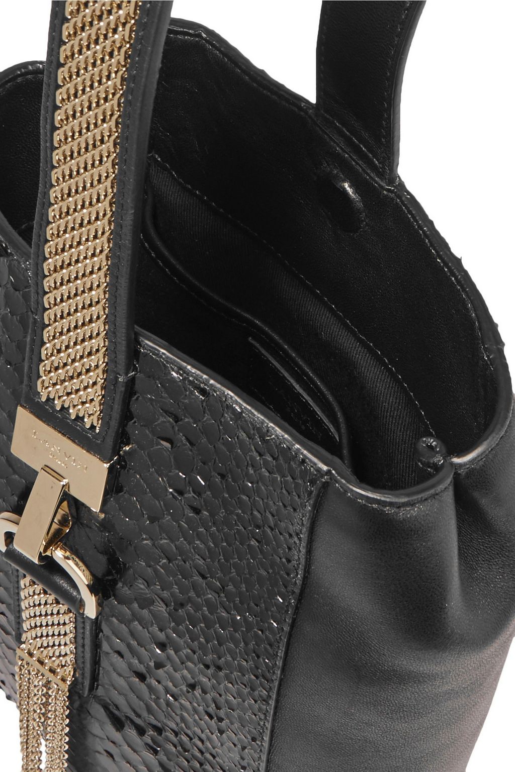 LANVIN Chain-trimmed python and leather toe