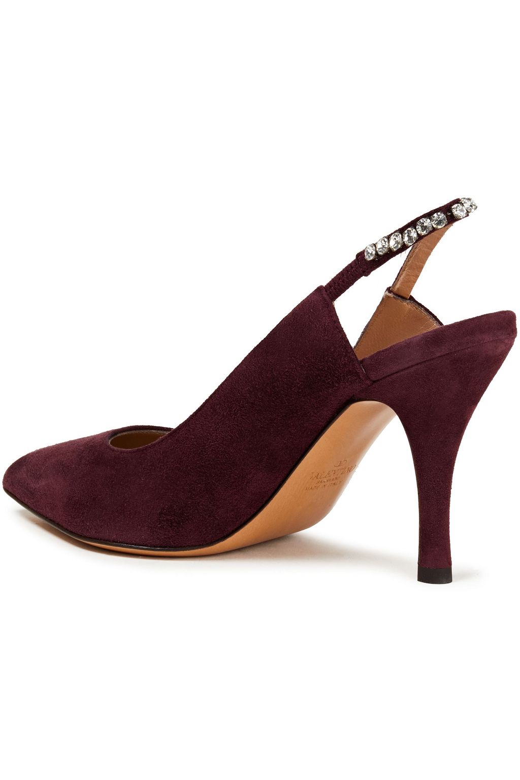 VALENTINO GARAVANI Slingback-Pumps aus Veloursleder mit Kristallverzierung