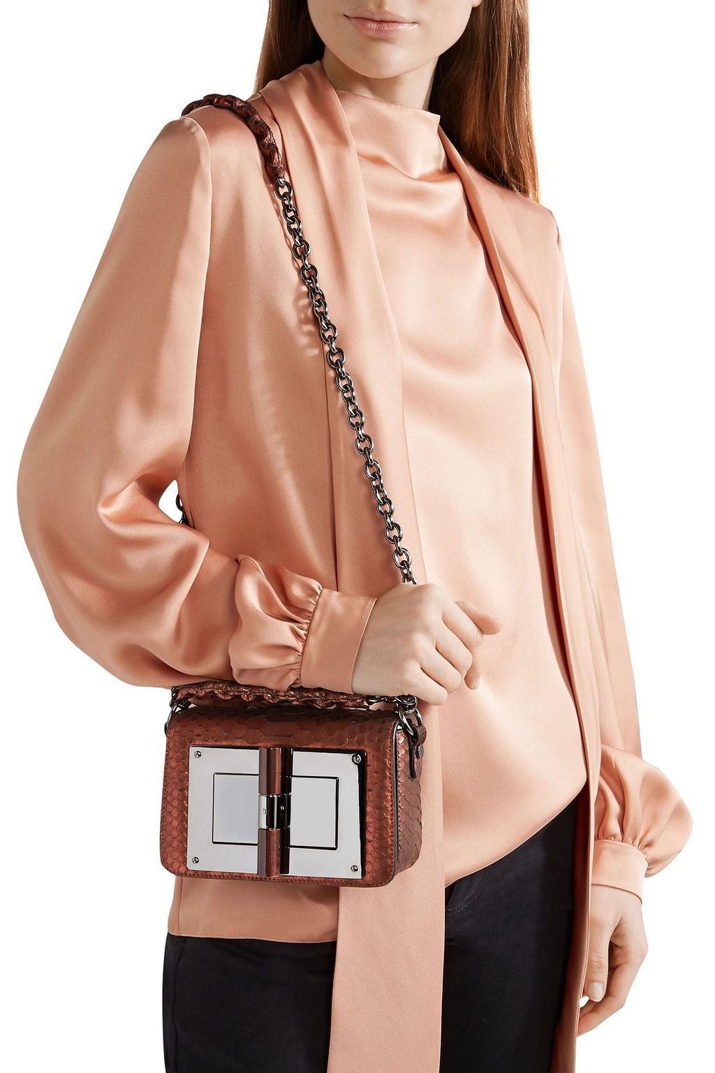 TOM FORD Embellished python shoulder bag